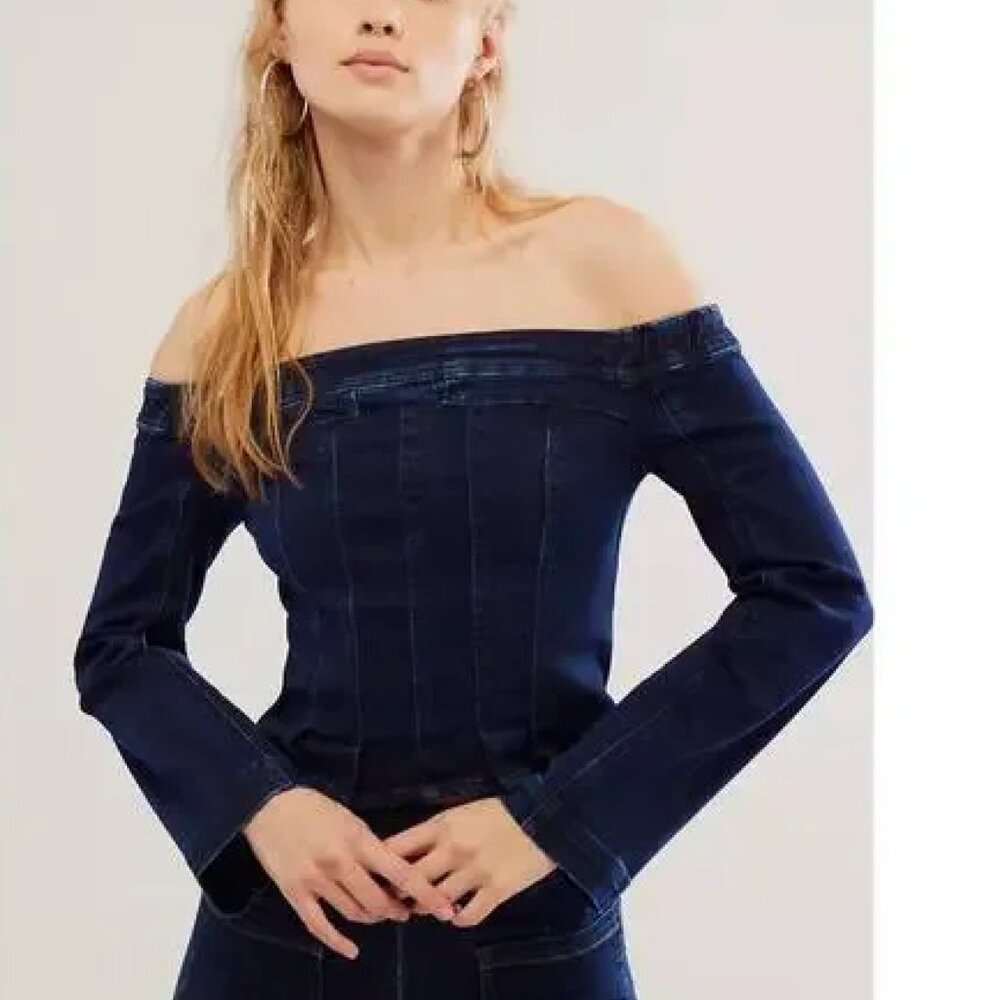 Free People Up And Go Denim Top - Medium